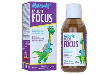 GROVIT MULTIFOCUS MULTIVITAMIN VE MULTIMINERAL ICEREN TAKVIYE EDICI GIDA SURUP 150 ml şişe İlaç Görseli