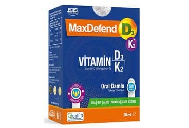 MAXDEFEND D3K2 VITAMIN D3, VITAMIN K2 (MENAQUINON-7) ICEREN TAKVIYE EDICI GIDA 20 ml şişe İlaç Görseli