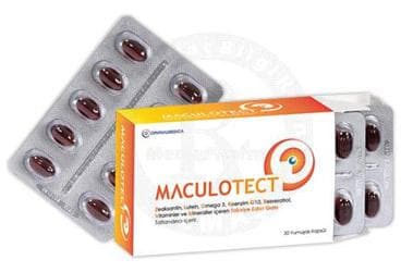 MACULOTECT ZEAKSANTIN, LUTEIN, OMEGA3, KOENZIM Q10, RESVERATROL, VITAMINLER VE MINERAL ICEREN TAKVIYE EDICI GIDA 30 kapsül İlaç Görseli
