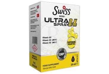 SWISS BORK ULTRA SPRAY D3-K2 VITAMIN D3, VITAMIN K2 (MK-4), VITAMIN K2 (MK-7) ICEREN TAKVIYE EDICI GIDA 20 ml şişe İlaç Görseli