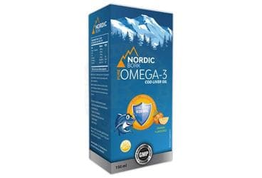 NORDIC BORK OMEGA 3 COD LIVER OIL EPA/DHA ICEREN PORTAKAL AROMALI TAKVIYE EDICI GIDA 920 mg 150 ml şişe İlaç Görseli