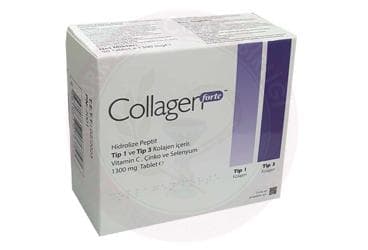 COLLAGEN FORTE HIDROLIZE PEPTIT, TIP 1 VE TIP 3 KOLAJEN, VITAMIN C, CINKO VE SELENYUM ICEREN TAKVIYE EDICI GIDA 1300 mg 90 tablet İlaç Görseli