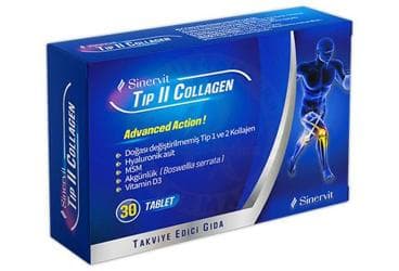 SINERVIT TIP II COLLAGEN TAKVIYE EDICI GIDA 30 tablet İlaç Görseli