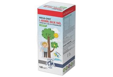 MEGA-OM3 L-ARJININ, BALIK YAGI, CINKO VE C, D3, K, E VITAMINLERI ICEREN SURUP 120 ml şişe İlaç Görseli