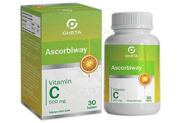 GHETA ASCORBIWAY VITAMIN C TAKVIYE EDICI GIDA TABLET 500 mg 30 tablet İlaç Görseli