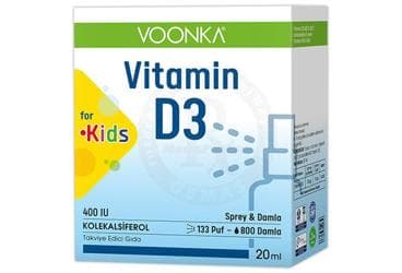 VOONKA VITAMIN D3 KOLEKALSIFEROL ICEREN TAKVIYE EDICI GIDA 400 IU 20 ml şişe İlaç Görseli