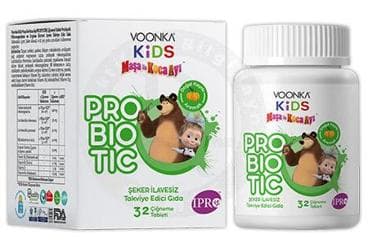VOONKA KIDS MASA VE KOCA AYI PROBIYOTIK DOGAL KAYISI AROMALI TAKVIYE EDICI GIDA 32 tablet İlaç Görseli