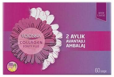 VOONKA COLLAGEN BEAUTY PLUS KOLLAJEN VE HYALURONIK ASIT ICEREN ANANAS AROMALI TAKVIYE EDICI GIDA 60 saşe İlaç Görseli