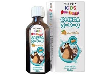 VOONKA KIDS MASA ILE KOCA AYI OMEGA 3-6-9 WALLNUT OIL TAKVIYE EDICI GIDA 100 ml şişe İlaç Görseli