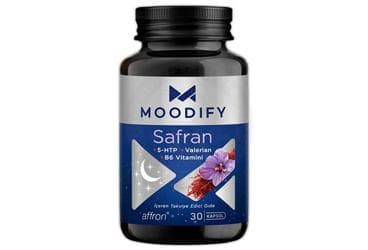 MOODIFY SAFRAN, 5-HTP, VALERIAN, B6 VITAMINI ICEREN TAKVIYE EDICI GIDA KAPSUL 30 kapsül İlaç Görseli