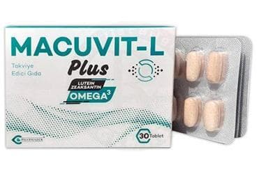 MACUVIT-L PLUS LUTEIN, ZEAKSANTIN, OMEGA 3 ICEREN TAKVIYE EDICI GIDA 30 tablet İlaç Görseli
