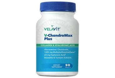 VELAVIT V-CHONDROMAX PLUS GLUKOZAMIN, KOLLAJEN, HYALURONIK ASIT VE BITKI EKSTRELI TAKVIYE EDICI GIDA 90 tablet İlaç Görseli