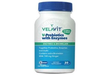 VELAVIT V-PROBIOTICS WITH ENZYMES PROBIYOTIK, ENZIM, INULIN VE ZENCEFIL ICEREN TAKVIYE EDICI GIDA 30 kapsül İlaç Görseli