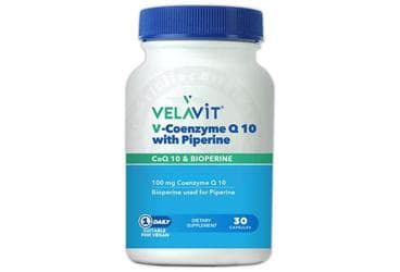 VELAVIT V-COENZYME Q10 WITH PIPERINE KOENZIM Q10 VE BIOPERINE ICEREN TAKVIYE EDICI GIDA 30 kapsül İlaç Görseli