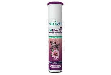 VELAVIT V-EFFER D3 WITH L-CYSTEINE D3 VITAMINLI, L-SISTEIN VE KARA MURVER ICEREN TAKVIYE EDICI GIDA 20 tablet İlaç Görseli