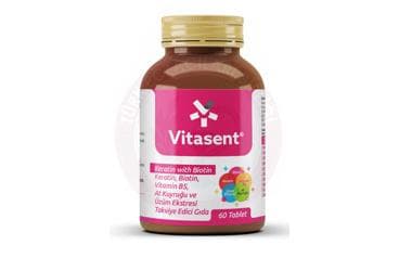 VITASENT KERATIN WITH BIOTIN, VITAMIN B5, AT KUYRUGU VE UZUM EKSTRESI ICEREN TAKVIYE EDICI GIDA 60 tablet İlaç Görseli