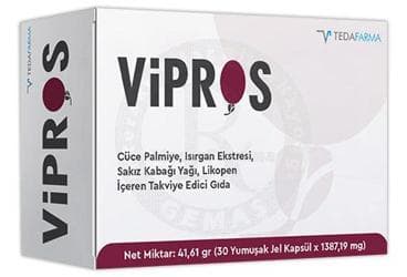 VIPROS CUCE PALMIYE, ISIRGAN EKSTRESI, SAKIZ KABAGI YAGI, LIKOPEN ICEREN TAKVIYE EDICI GIDA 30 kapsül İlaç Görseli