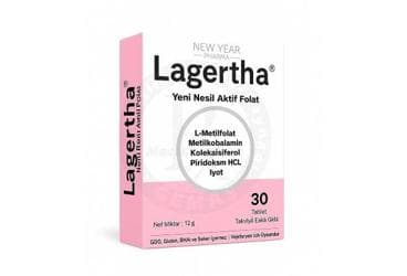 LAGERTHA YENI NESIL AKTIF FOLAT L-METILFOLAT, METILKOBALAMIN, KOLEKALSIFEROL, PRIDOKSIN HCL, IYOT 30 tablet İlaç Görseli