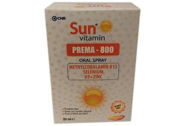 SUN VITAMIN PREMA - 800 ORAL SPREY B12 VE METILFOLAT ICEREN TAKVIYE EDICI GIDA 20 ml şişe İlaç Görseli