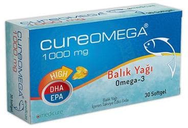 CUREOMEGA BALIK YAGI, OMEGA-3 ICEREN TAKVIYE EDICI GIDA 1000 mg 30 kapsül İlaç Görseli