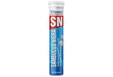 VITONEX SN SAMBUCUS NIGRA (KARAMURVER), VITAMIN D VE CINKO ICEREN EFERVESAN TABLET TAKVIYE EDICI GIDA 20 tablet İlaç Görseli