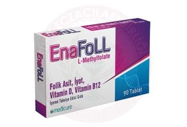 ENAFOLL FOLIK ASIT, IYOT, VITAMIN D, VITAMIN B12 ICEREN TAKVIYE EDICI GIDA TABLET 90 tablet İlaç Görseli