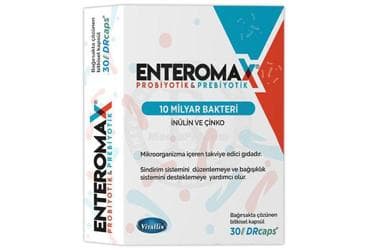 ENTEROMAX PROBIYOTIK & PREBIYOTIK ICEREN TAKVIYE EDICI GIDA KAPSUL 30 kapsül İlaç Görseli