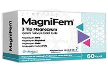 MAGNIFEM 3 TIP MAGNEZYUM ICEREN TAKVIYE EDICI GIDA KAPSUL 60 kapsül İlaç Görseli