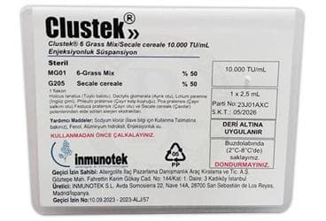 CLUSTEK 6 GRASS MIX/SECALE CEREALE 10.000 TU/ML ENJEKSIYONLUK SUSPANSIYON (1 FLAKON) İlaç Görseli