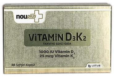 NOUPLUS VITAMIN D3K2 ICEREN TAKVIYE EDICI GIDA 30 kapsül İlaç Görseli