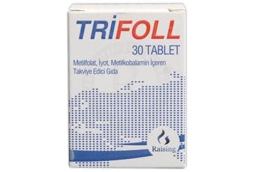 TRIFOLL TABLET METILFOLAT, IYOT, METILKOBALAMIN ICEREN TAKVIYE EDICI GIDA 30 tablet İlaç Görseli