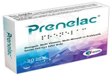 PRENELAC OMEGA 3, MULTIVITAMIN, MULTIMINERAL VE PROBIYOTIK ICEREN TAKVIYE EDICI GIDA 30 kapsül İlaç Görseli