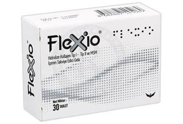 FLEXIO NEM, MSM, TIP1 VE TIP2 KOLLAJEN ICEREN TAKVIYE EDICI GIDA 30 tablet İlaç Görseli