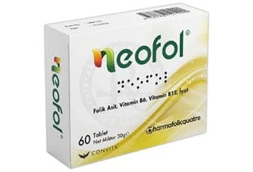 NEOFOL FOLIK ASIT, VITAMIN B6, VITAMIN B12, IYOT ICEREN TAKVIYE EDICI GIDA TABLET 60 tablet İlaç Görseli