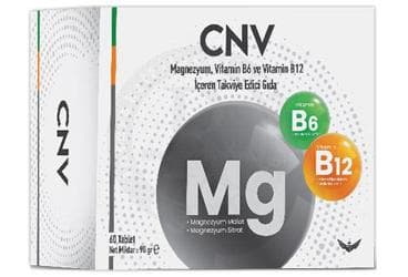 CNV MAGNEZYUM, VITAMIN B6 VE VITAMIN B12 ICEREN TAKVIYE EDICI GIDA TABLET 60 tablet İlaç Görseli