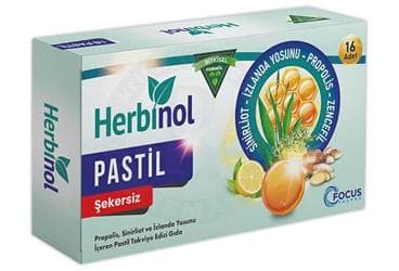 HERBINOL PASTIL PROPOLIS, SINIRLIOT VE IZLANDA YOSUNU ICEREN PASTIL TAKVIYE EDICI GIDA 24 pastil İlaç Görseli