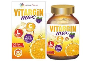 VITARGIN MAX TABLET C VITAMINI, L-ARJININ, KARA MURVER ICEREN TAKVIYE EDICI GIDA 30 tablet İlaç Görseli