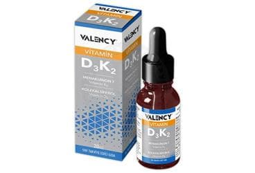 VALENCY D3K2 DAMLA MENAKUINON 7 (VITAMIN K2) VE KOLEKALSIFEROL (VITAMIN D3) ICEREN TAKVIYE EDICI GIDA 20 ml şişe İlaç Görseli