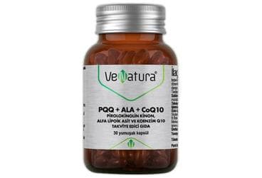 VENATURA PQQ+ALA+COQ10 (PIROKINOLIN KINON, ALFA LIPOIK ASIT VE KOENZIM Q10) ICEREN TAKVIYE EDICI GIDA 30 kapsül İlaç Görseli