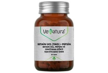 VENATURA BETAIN (TMG) + PEPSIN, BETAIN HCL, PEPSIN VE CENTIYANA KOKU ICEREN TAKVIYE EDICI GIDA 90 tablet İlaç Görseli