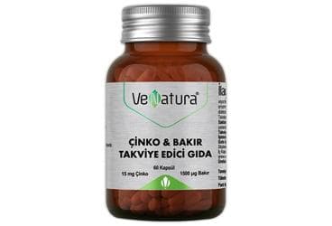 VENATURA CINKO & BAKIR TAKVIYE EDICI GIDA 60 kapsül İlaç Görseli