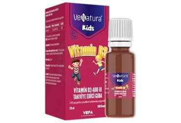 VENATURA KIDS VITAMIN D3 ICEREN TAKVIYE EDICI GIDA 400 IU 20 ml şişe İlaç Görseli