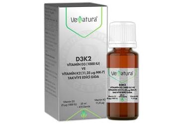 VENATURA D3K2 ICEREN TAKVIYE EDICI GIDA DAMLA 20 ml şişe İlaç Görseli
