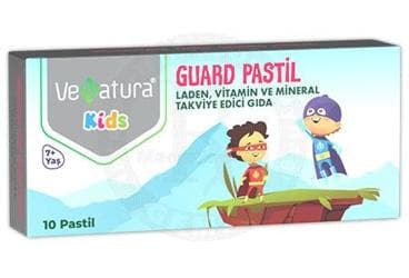 VENATURA KIDS GUARD LADEN, VITAMIN VE MINERAL ICEREN TAKVIYE EDICI GIDA PASTIL 10 pastil İlaç Görseli