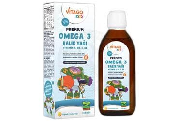 VITAGO KIDS Z TAKIMI BALIK YAGI, OMEGA 3, VITAMINA, D3, E, K2 ICEREN TAKVIYE EDICI GIDA 150 ml şişe İlaç Görseli