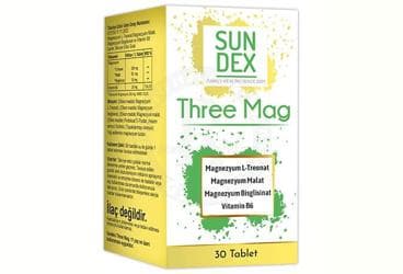 SUNDEX THREE MAG TAKVIYE EDICI GIDA TABLET 30 tablet İlaç Görseli