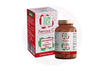 SUNDEX FERROUS C DEMIR BISGLISINAT + LIPOZOMAL C ICEREN TAKVIYE EDICI GIDA KAPSUL 60 kapsül İlaç Görseli