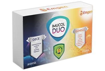 IMUCOL DUO COLOSTRUM GECE VE GUNDUZ ICIN TAKVIYE EDICI GIDA 20+20 kapsül İlaç Görseli