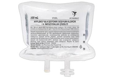 AYFLEKS %0,9 IZOTONIK SODYUM KLORUR I.V. INFUZYONLUK COZELTI 100 ML,SETSIZ İlaç Görseli