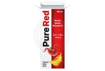 PURE RED DEMI&CINKO&VITAMIN C ICEREN TAKVIYE EDICI GIDA SURUP 150 ml şişe İlaç Görseli